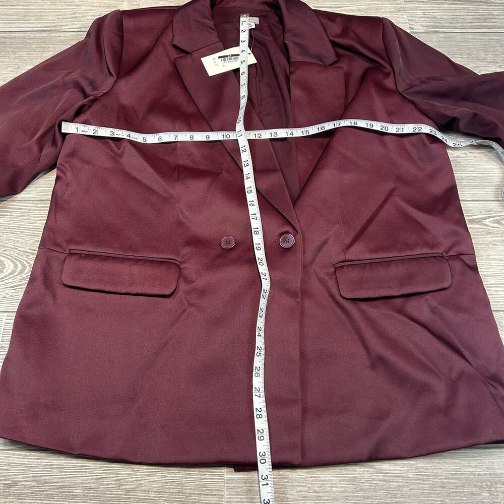 A New Day Structured Satin Blazer - Burgundy - NWT - Size XL - Picture 5 of 6